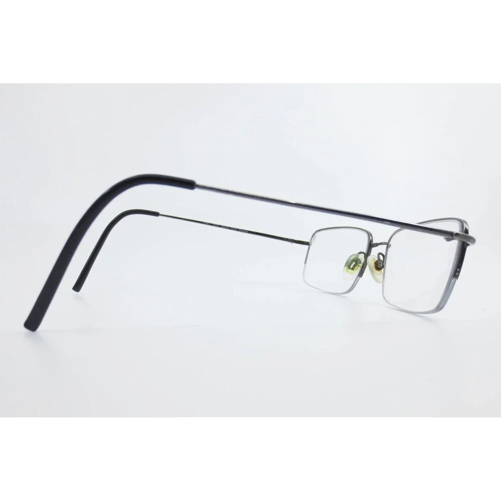 1751 033 Shiny Dark Pewter Rectangular Semi Rimless Eyeglasses Frames 58-18-150